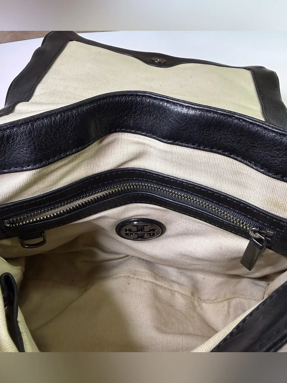 Tory Burch black quilted leather crossbody bag with chain strap